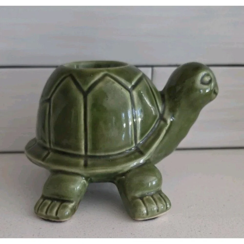 Pier 1 Green Turtle Ceramic Candle Holder Retired Limited
